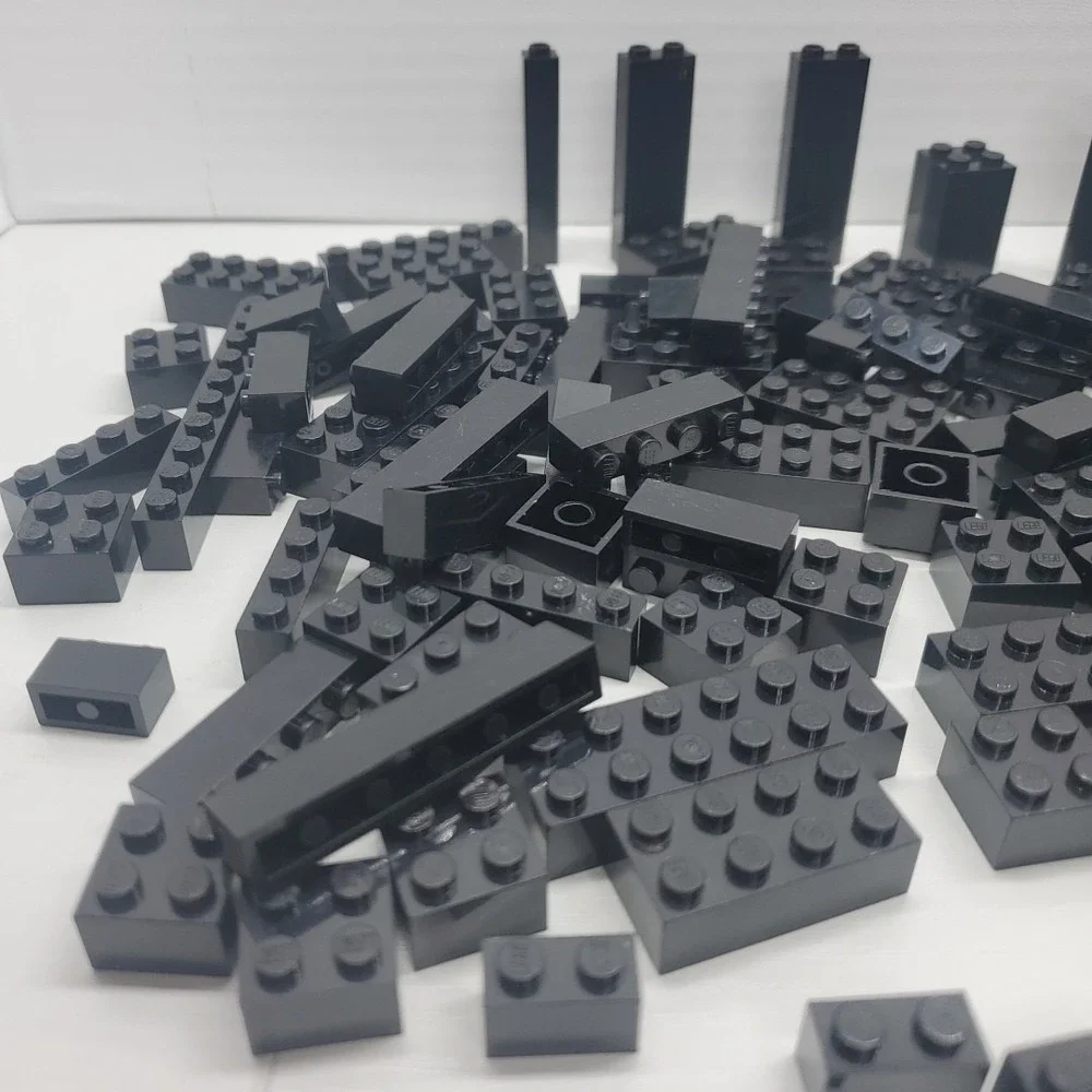 Lego Parts Bricks - Lot Of 140 Black Bricks Assorted‎ Sizes